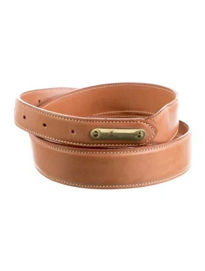 Pre-owned Polo Ralph Lauren Skinny Leather Waist Belt In Brown