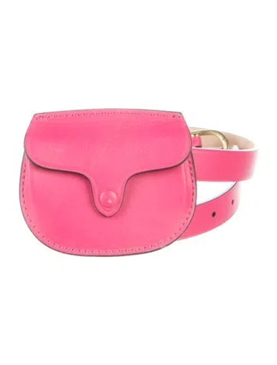 Pre-owned Polo Ralph Lauren Skinny Leather Waist Belt In Pink