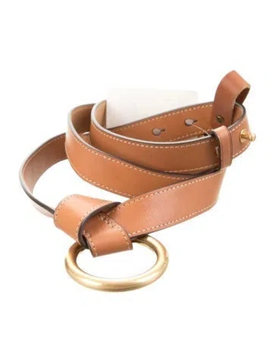 Pre-owned Polo Ralph Lauren Skinny Leather Waist Belt W/ Tags In Neutrals