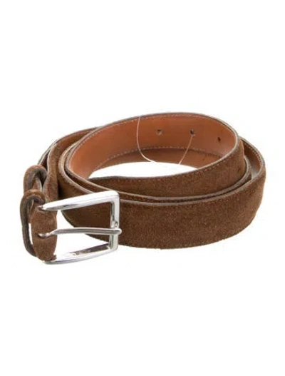 Pre-owned Polo Ralph Lauren Skinny Suede Belt In Brown