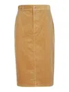 Polo Ralph Lauren Corduroy High-waist Pencil Midi Skirt In Camel