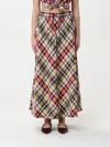 Polo Ralph Lauren Plaid Cotton Drawstring Maxiskirt In Bunt