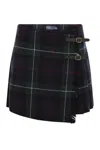 Polo Ralph Lauren Plaid Pleated Wool Twill Wrap Skirt In Navy