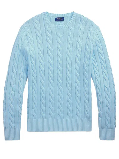 POLO RALPH LAUREN POLO RALPH LAUREN SKY BLUE CABLE KNIT PULLOVER