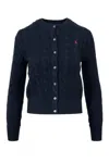 Polo Ralph Lauren Cotton Cable Long Sleeve Cardigan Blue In Blue