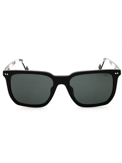 Polo Ralph Lauren Sleek Rectangular Sunglasses In Black