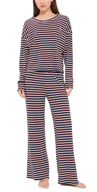 Polo Ralph Lauren Sleep Club Waffle Knit Pajama Set Cooper Yd Stripe In Multi