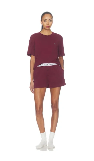 Polo Ralph Lauren Sleep Terry Short Sleeve & Short Set In Purple