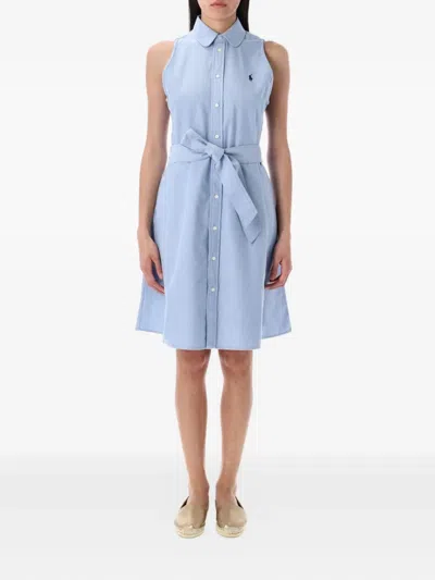 POLO RALPH LAUREN SLEEVELESS BELTED SHIRT DRESS