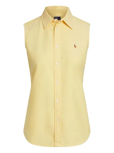 Polo Ralph Lauren Sleeveless Button-up Shirt In Yellow