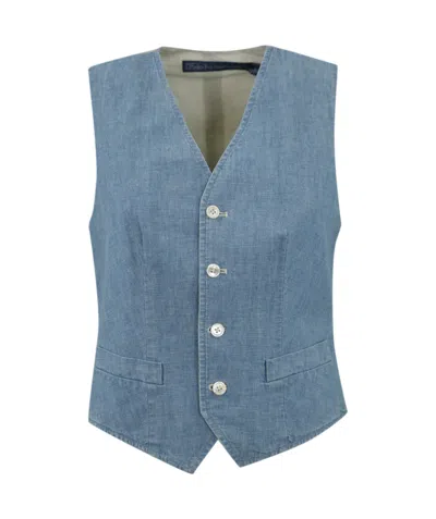 Polo Ralph Lauren Sleeveless Buttoned Waistcoat In Blue
