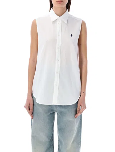 Polo Ralph Lauren Sleeveless Classic Shirt In White