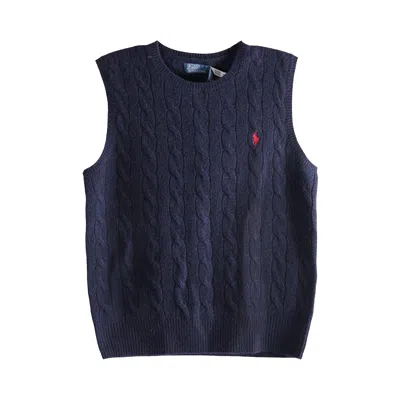 Pre-owned Polo Ralph Lauren Sleeveless Crew Neck Pullover Sweater 'hunter Navy' | Blue | Women's Size S
