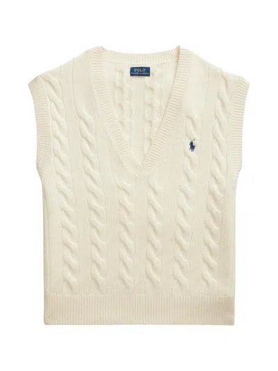 Polo Ralph Lauren Sleeveless Mini Sweater Pullover In Neutral