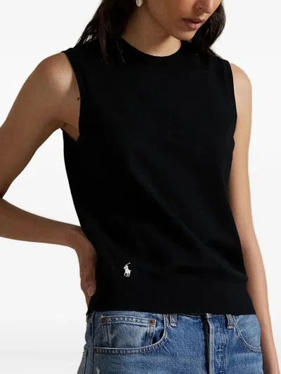 Polo Ralph Lauren Sleeveless Round-neck Knitwear In Black