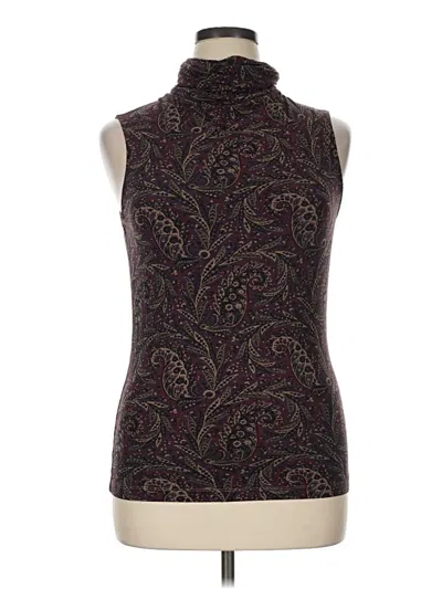 Pre-owned Polo Ralph Lauren Sleeveless Top Burgundy Turtleneck Tops