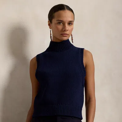 Polo Ralph Lauren Sleeveless Turtleneck Sweater In Cruise Navy In Blue