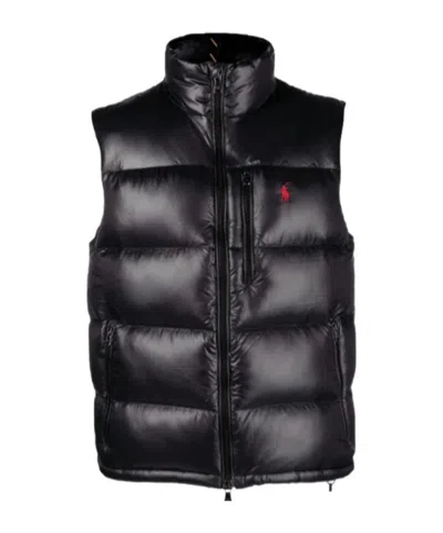 Polo Ralph Lauren Zipped Sleeveless Gilet In Black