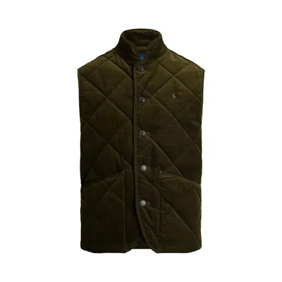 Pre-owned Polo Ralph Lauren Sleeveless Wale Corduroy Hurston Quilted Vest 'company Olive' | Tan | Men's Size S