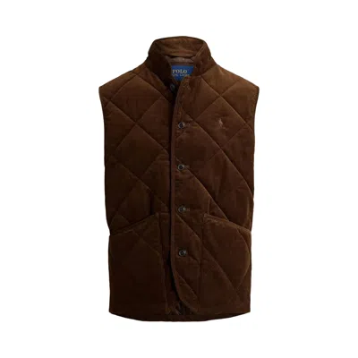 Pre-owned Polo Ralph Lauren Sleeveless Wale Corduroy Hurston Quilted Vest 'cooper Brown' | Men's Size M