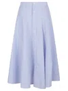 Polo Ralph Lauren Slightly High-waisted Midi Cotton Skirt With Button Front In Blue