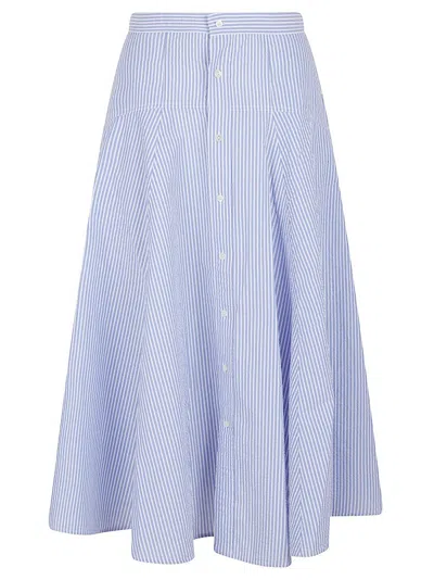 POLO RALPH LAUREN SLIGHTLY HIGH-WAISTED MIDI COTTON SKIRT WITH BUTTON FRONT