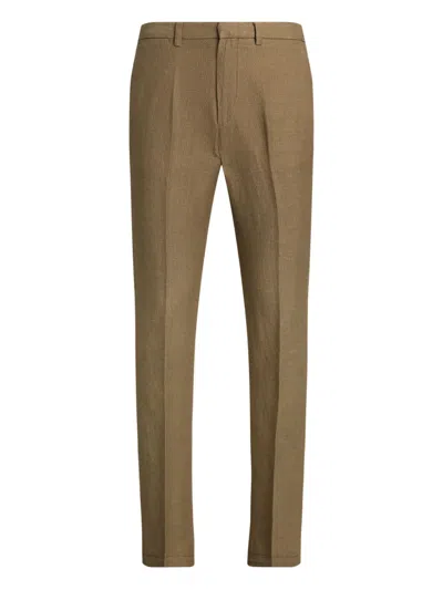 Polo Ralph Lauren Slim-cut Houndstooth Trousers In Brown