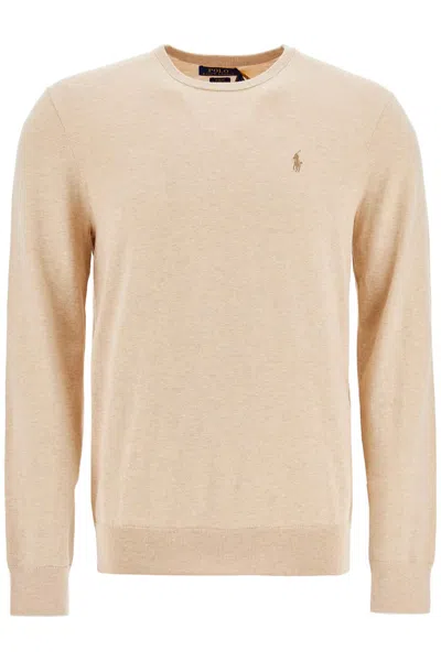 Polo Ralph Lauren Slim Fit Cotton Sweater In Beige