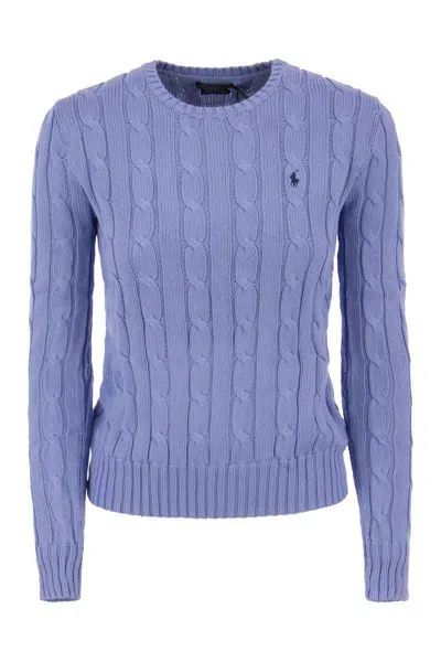 Polo Ralph Lauren Crew Neck Sweater In Braided Knit In Blue