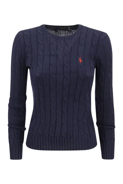 Polo Ralph Lauren Slim-fit Cable Knit In Navy Blue