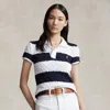 Polo Ralph Lauren Slim Fit Cable-knit Polo Shirt In Natural