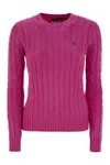 Polo Ralph Lauren Cable Knit Sweater With Round Neckline And Long Sleeves In Purple