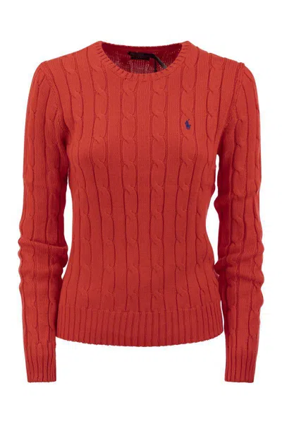 Polo Ralph Lauren Slim-fit Cable Knit Sweater In Red