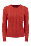 Polo Ralph Lauren Slim-fit Cable Knit Sweater In Red