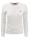 Polo Ralph Lauren Slim-fit Cable Knit Sweater With Classic Design In White