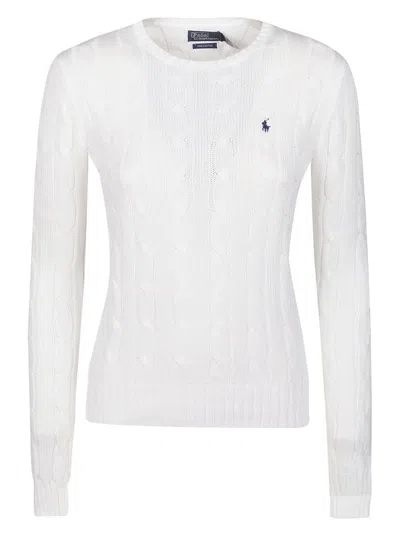 Polo Ralph Lauren Ralph Lauren White Cotton Cable-knit Crew Neck Sweater