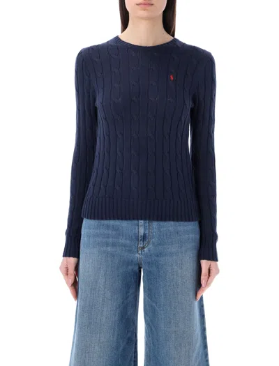 Polo Ralph Lauren Slim Fit Cable-knit Sweater In Soft Cotton - Size S In Blue