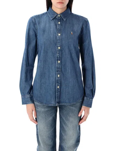 Polo Ralph Lauren Slim Fit Cotton Denim Shirt In Blue