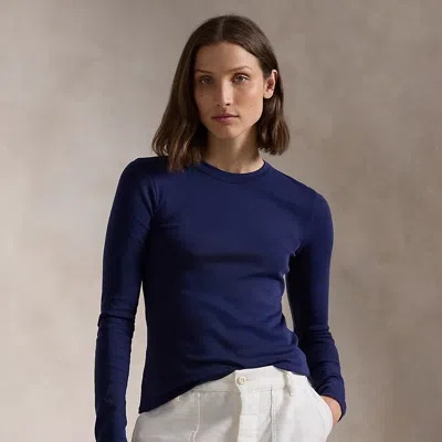Polo Ralph Lauren Cotton Long-sleeve Tee In Newport Navy
