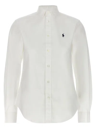 POLO RALPH LAUREN SLIM-FIT COTTON POPLIN SHIRT WITH LOGO EMBROIDERY