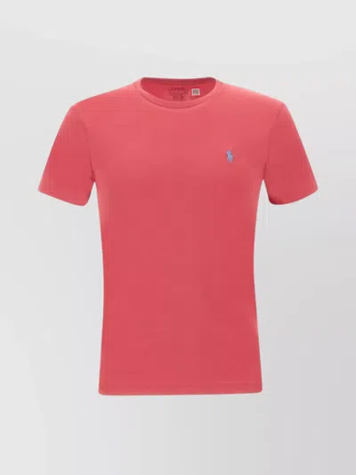 Polo Ralph Lauren "slim Fit" Crew Neck Cotton T-shirt In Pink