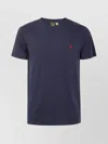 Polo Ralph Lauren Blue Crewneck T-shirt With Pony Embroidery On The Front In Blue