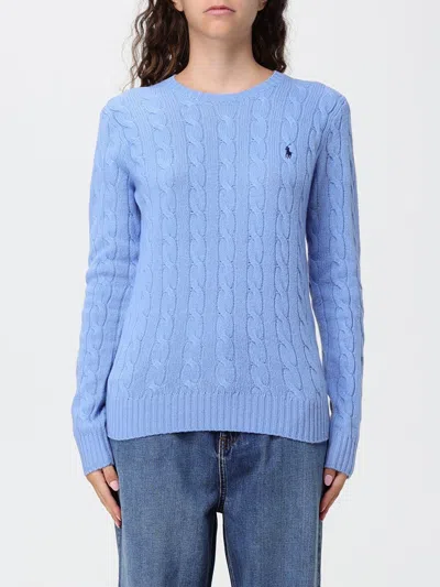 Polo Ralph Lauren Slim Fit Crewneck Jumper In Wool And Cashmere With Pony Logo In Blue