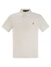 Polo Ralph Lauren Mens American Heather Short-sleeved Logo-embroidered Custom Slim-fit Cotton-jersey Polo Shirt In White