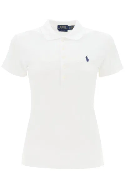 Polo Ralph Lauren Slim Fit Five Button Polo Shirt In Bianco