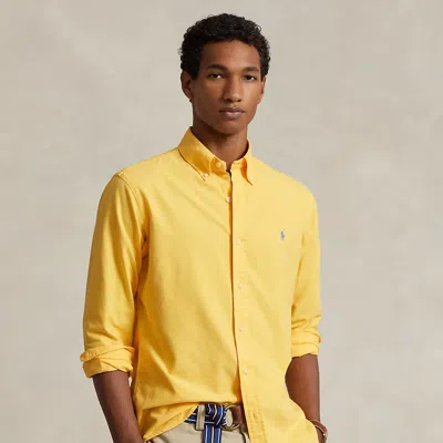 Polo Ralph Lauren Slim Fit Garment-dyed Oxford Shirt In Yellow