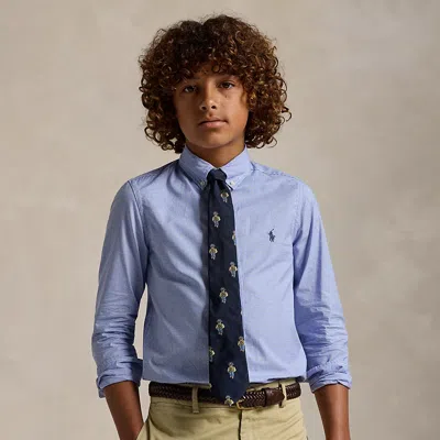 Polo Ralph Lauren Kids' Slim Fit Gingham Cotton Dress Shirt In Blue