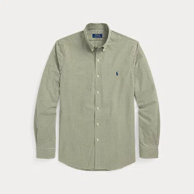 Polo Ralph Lauren Slim Fit Gingham Stretch Poplin Shirt In Green