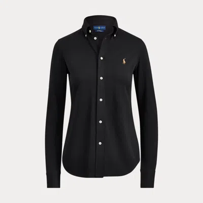 Polo Ralph Lauren Slim Fit Knit Cotton Oxford Shirt In Black
