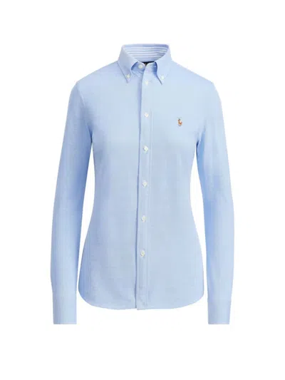 Polo Ralph Lauren Slim Fit Knit Cotton Oxford Shirt In Blue
